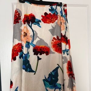 Banana Republic Cream skirt with Red and Blue Floral Design